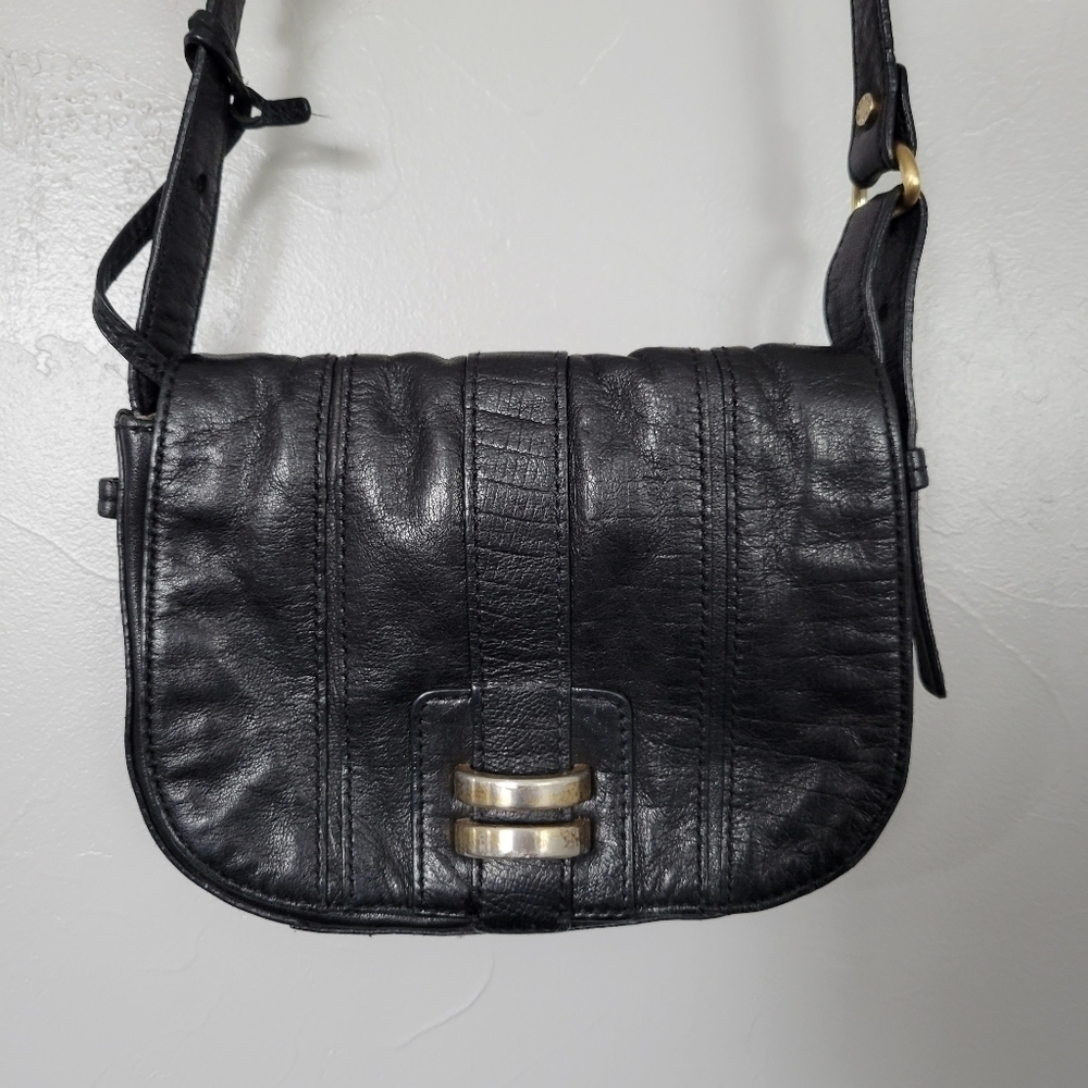 BCBGMaxAzria Soft Black Leather Crossbody Bag Purse